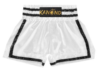 Kanong Muay Thai Shorts : KNS-140-White-Black Kanong Muay Thai Shorts : KNS-140-White-Black